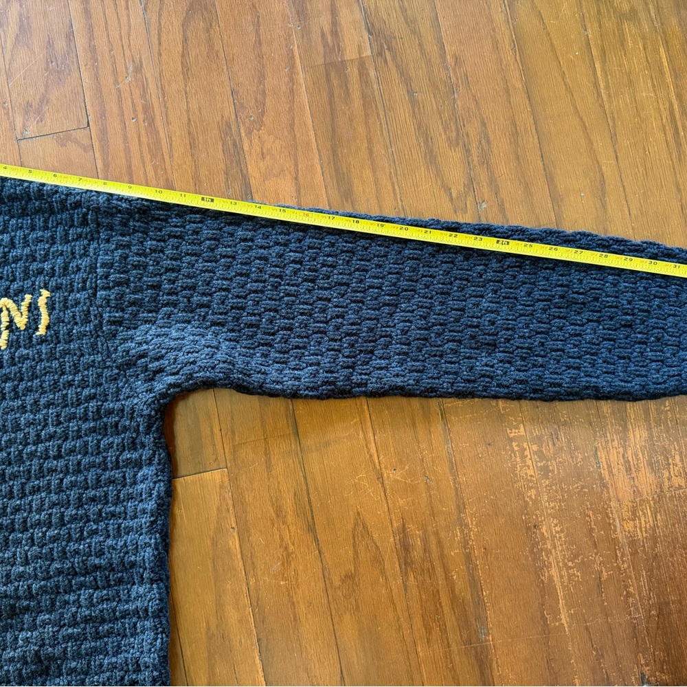 Marni Men's Navy Crewneck Sweater with Yellow Logo - Picture 10 of 10